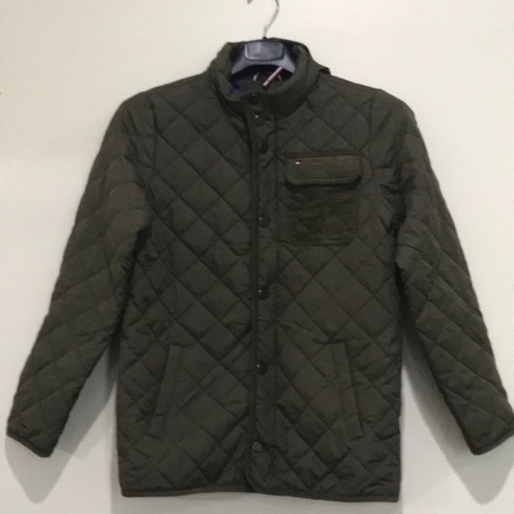 Boys Green Insulated Camping Jacket with hoodie